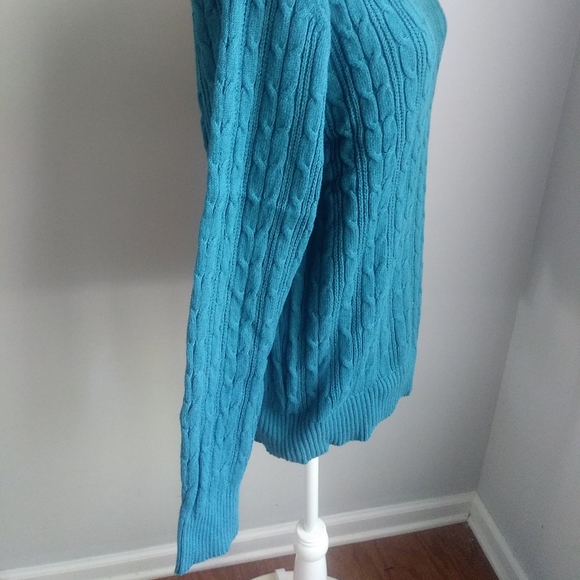 NWT ST. JOHN'S BAY TEAL CABLE KNIT PULLOVER CREW NECK SWEATER SIZE XL - Picture 10 of 13